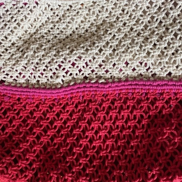 NWOT Free People Macrame Pink and White Tote - Picture 7 of 8